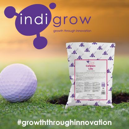 Golf ball at a hole together with Indigrow's formula