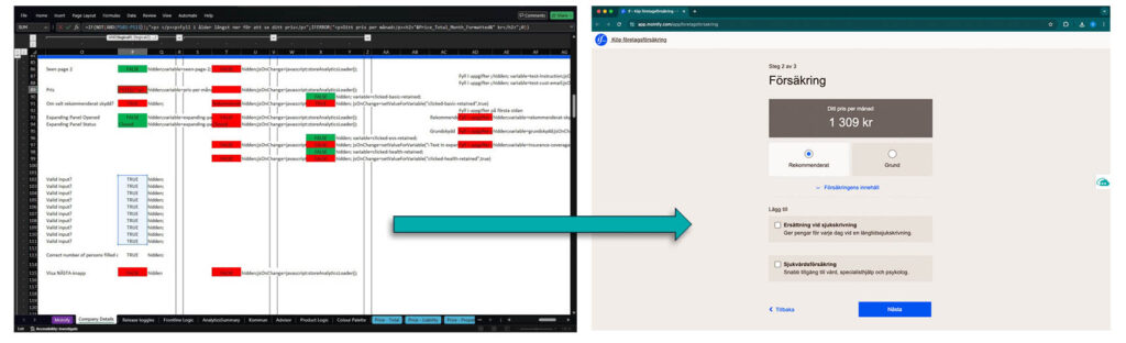 Image showing If's Excel model in Excel, and as a Molnify application.