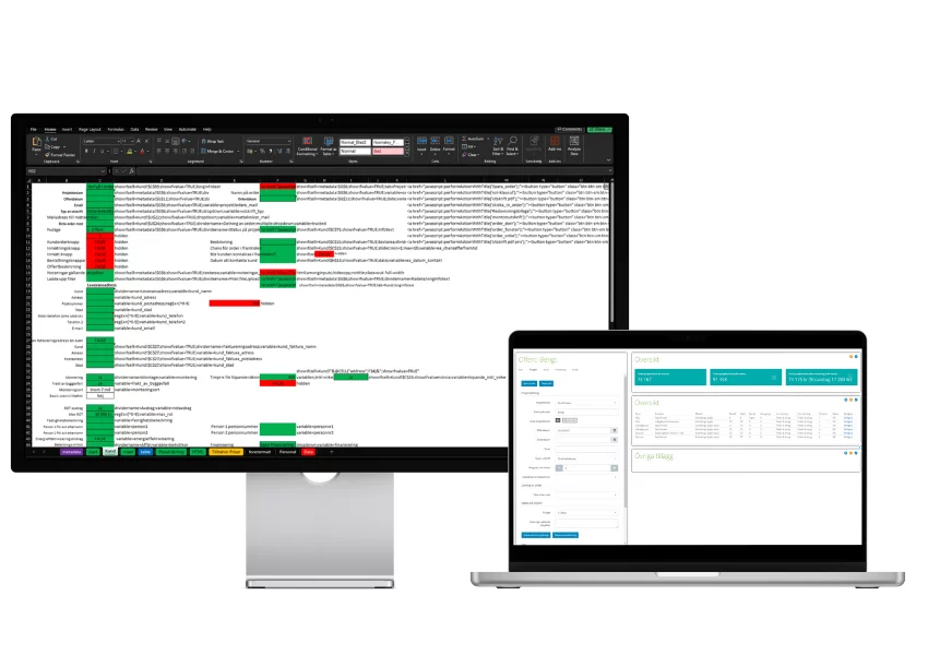 Grönborgs Bygg Excel and web appilcations on desktop