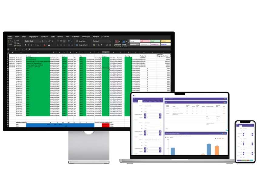 Indigrow Excel and web applications on desktop and mobile